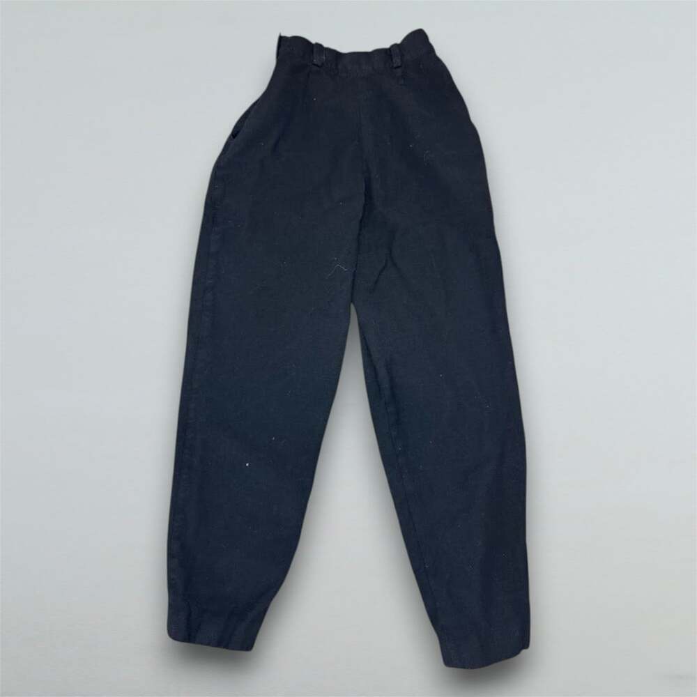 Vintage Black Wool Cropped Peg Leg High Rise Tapered Pants 34